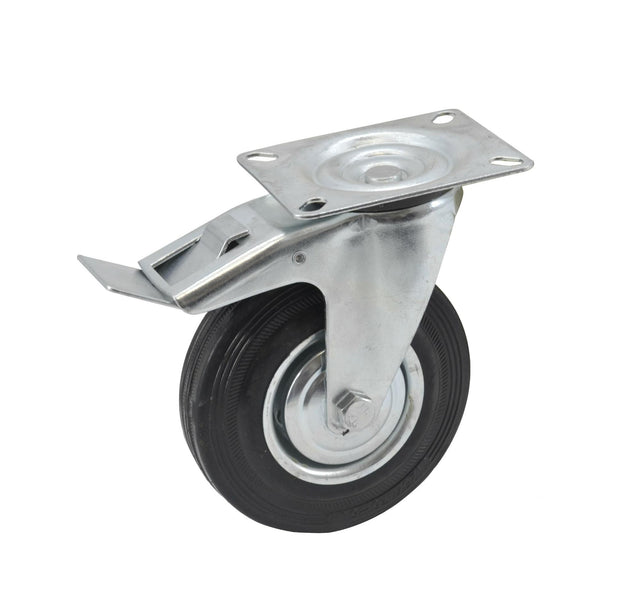 Awtools draai zwart rubber met rem 100mm