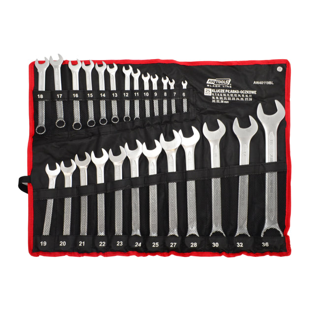 Awtools platte-oogsleutelset 25szt. 6mm-36mm zwart line