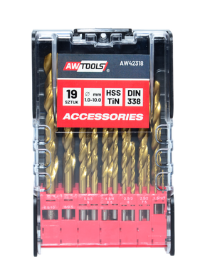 Awtools metaalboor tytan ingesteld 19szt. 1,0-10,0mm kunststof behuizing