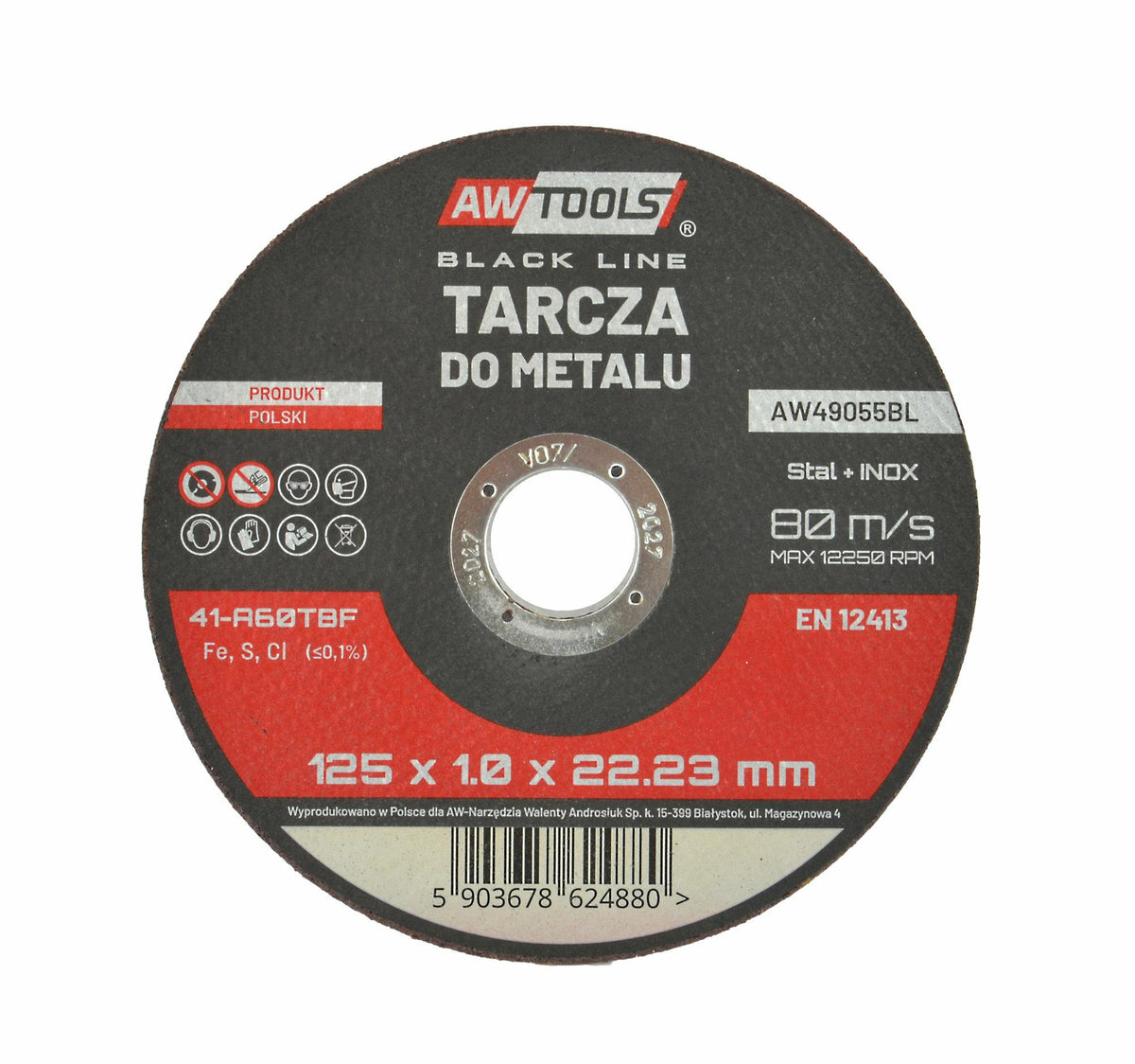 Awtools metalen schild 125*1,6mm zwart line