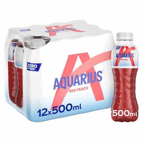 Aquarius red peach zero sugar pet (12x 500ml)