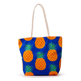 Pineapple print canvas strandtas