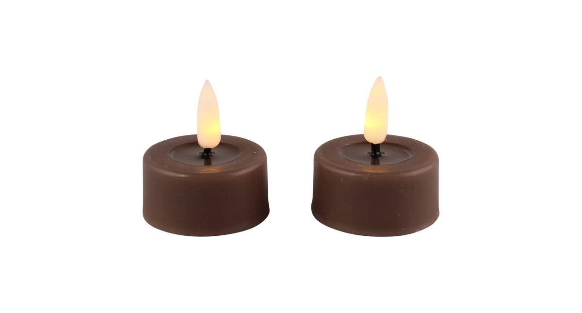 Led theelicht smelt taupe set 2 met timer (incl batterijen)
