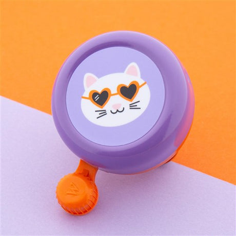 Qibbel widek kinder bel poes funky cat oranje paars op kaart