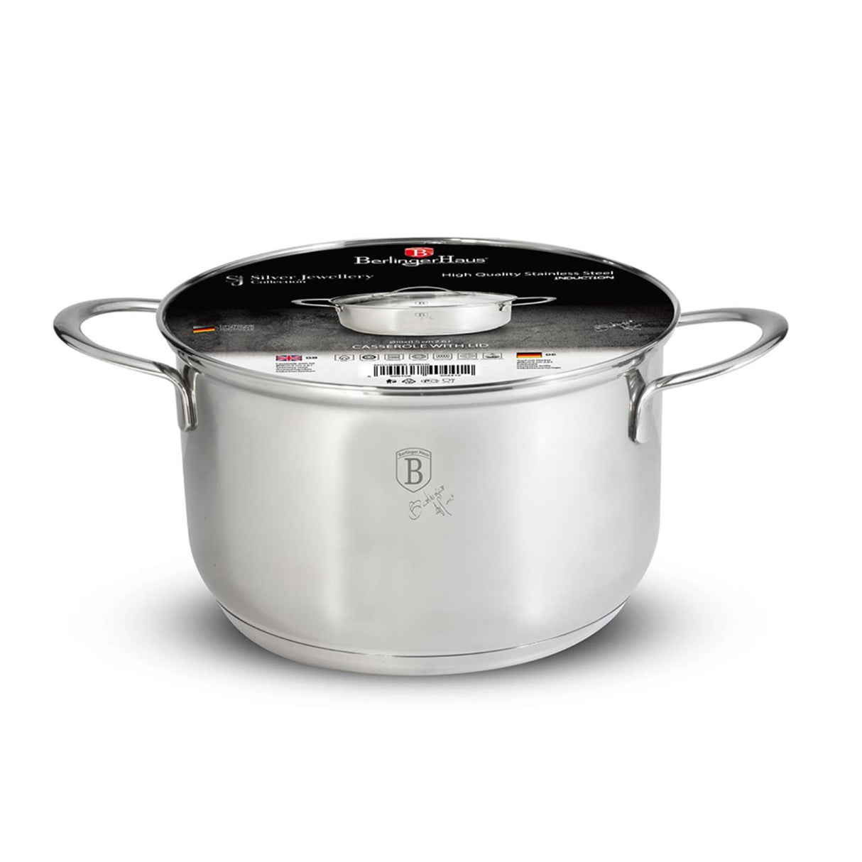 Berlingerhaus rvs pan 18x11 glas deksel