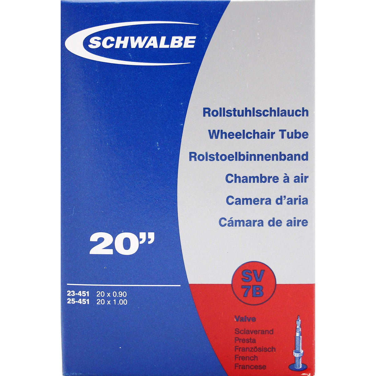 Schwalbe Inner Tube FV SV7B 20 estrecho 23 25-451 (luz adicional)