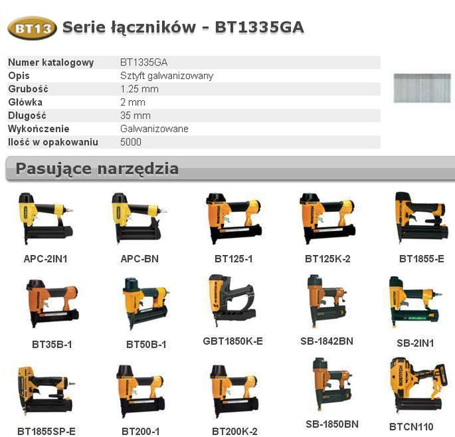 Bostitch styfts bt13 35mm 5m 18ga