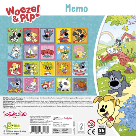 Woezel pip memospel - 40 kaarten - 20 paren - peuter en kleuter speelgoed - voor meisjes en jongens - vanaf 3 jaar - speelgoed kinderen - bambolino toys