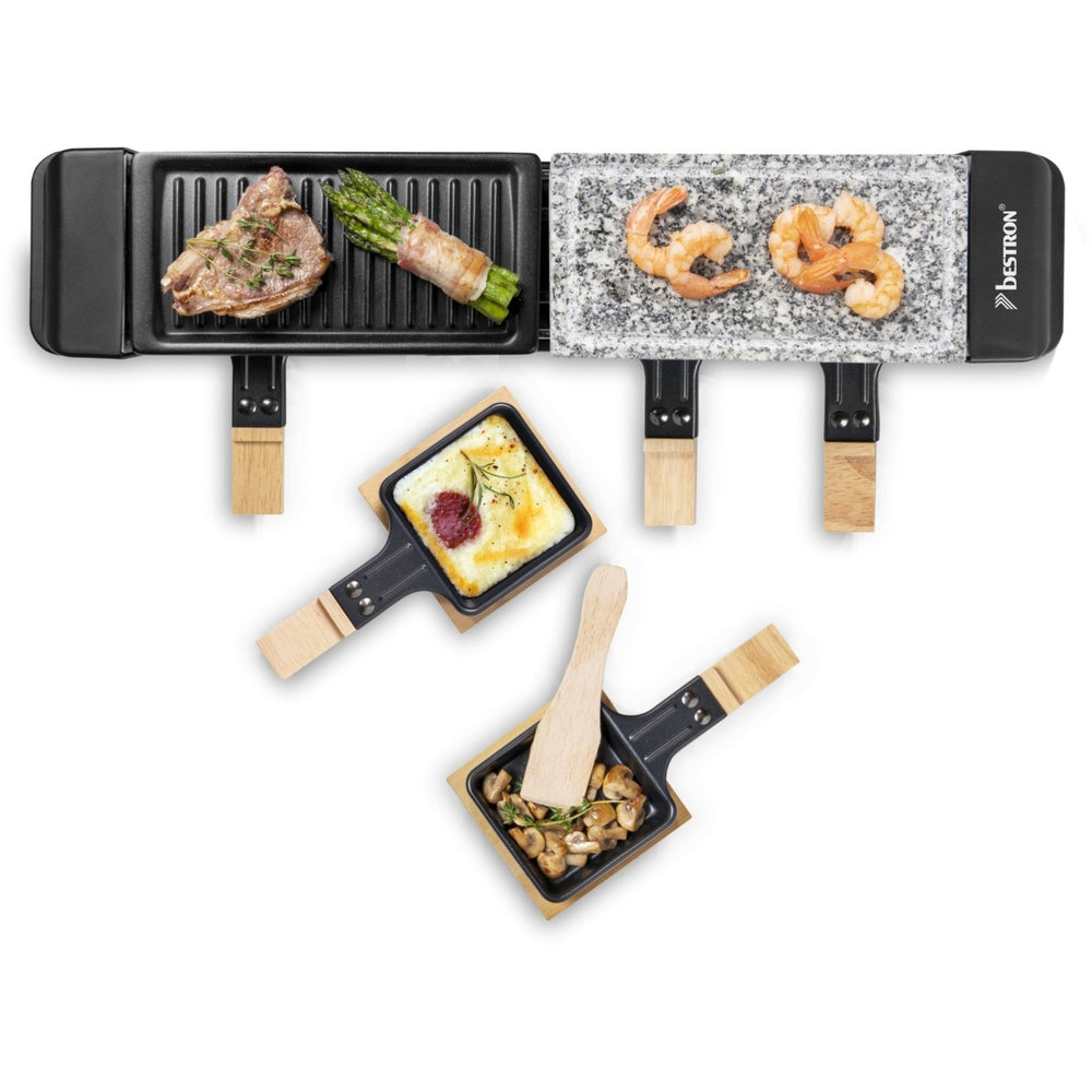 Bestron ARG200BW Raclette met natuurgrillsteen en grillpla