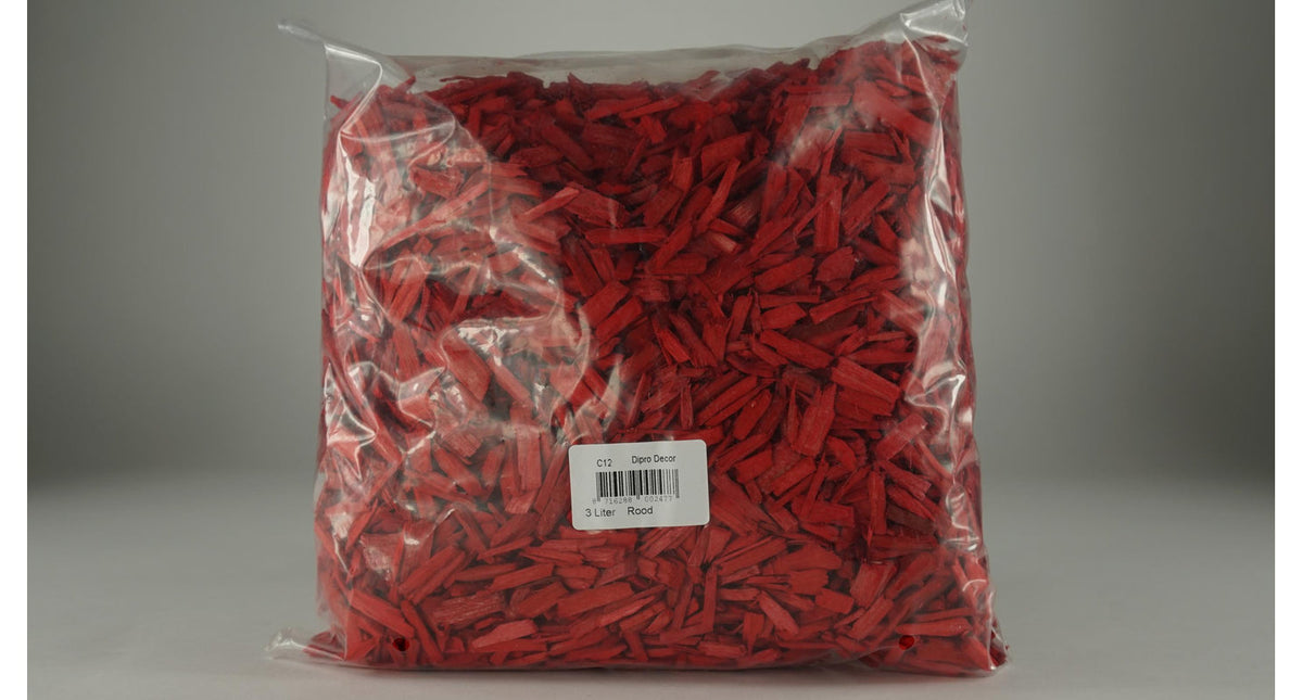 Zak á 3 liter houtsnipper 10 20mm rood