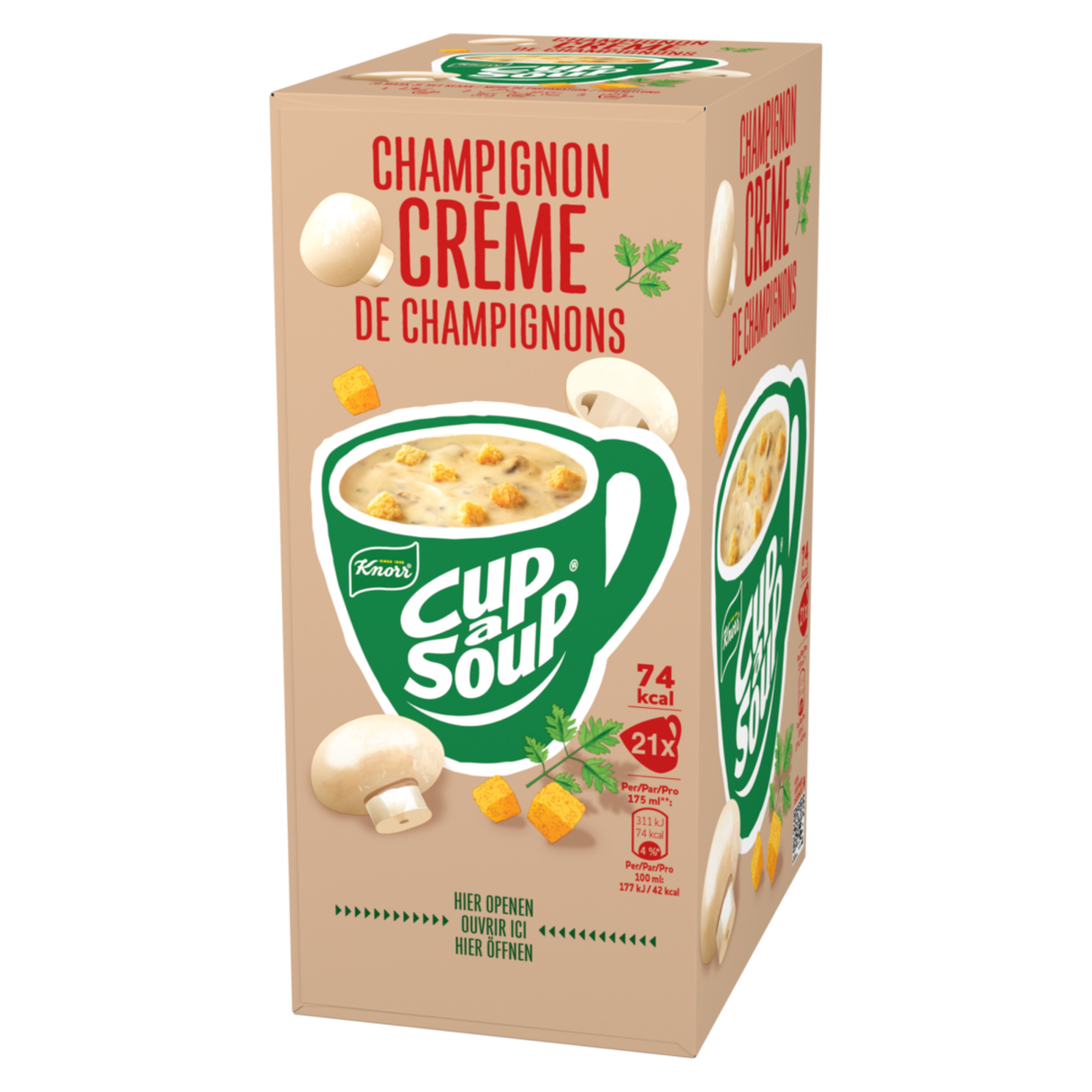 Cup-a-soup trio – tomaat, kip champignon crème – 63x175ml – krachtige klassiekers soepmix (21x 175 ml) (b-0275)