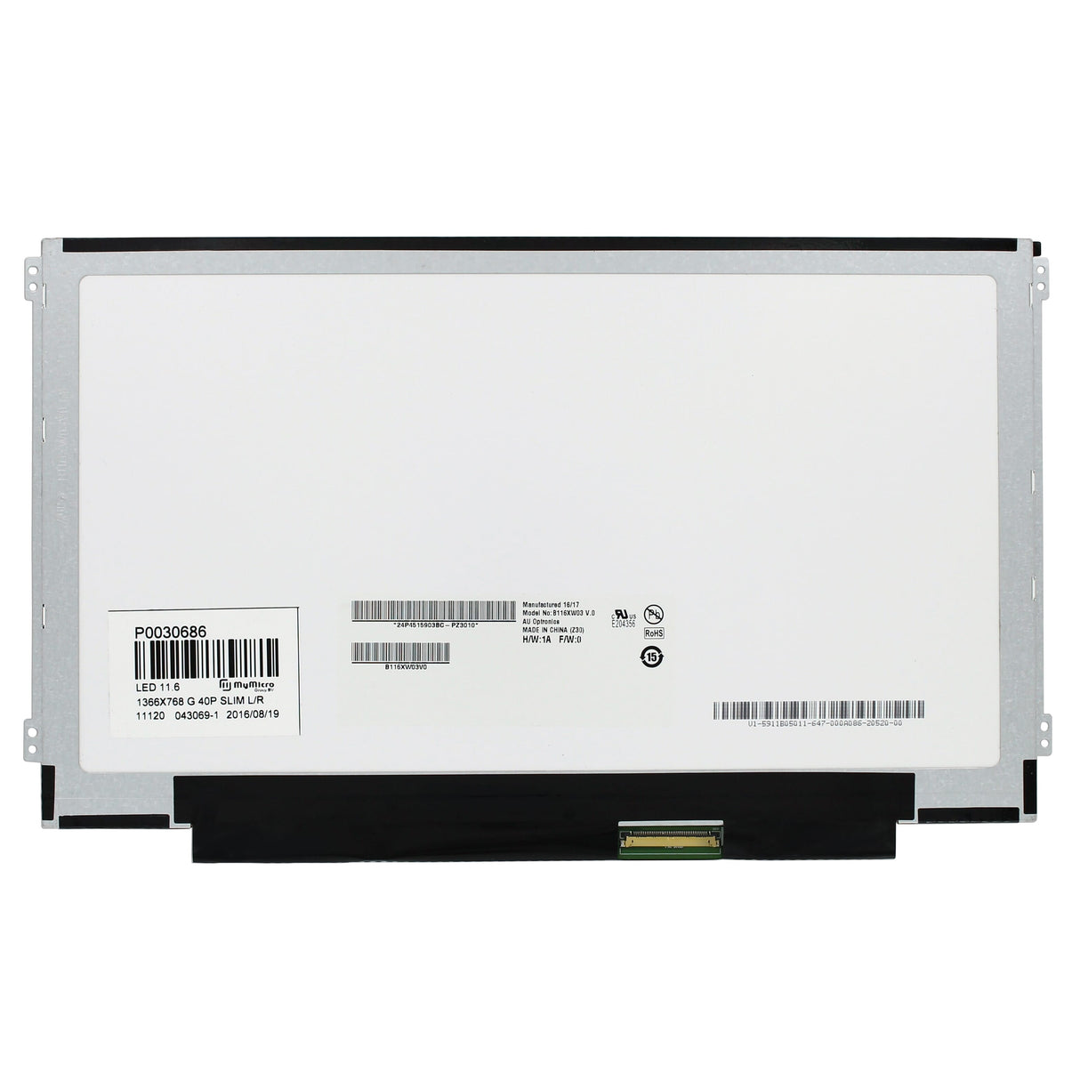 OEM 11,6 tum LCD -skärm 1366x768 Gloss 40Pin