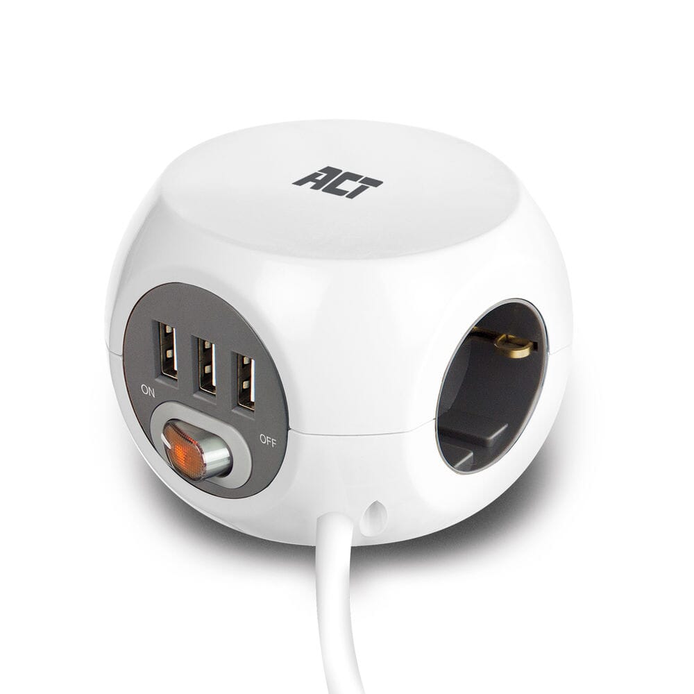 Act vierkante stekkerdoos (pdu) met 3 sockets type f 1,5m