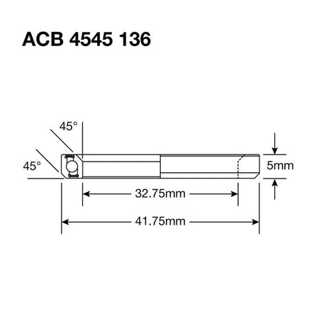 Enduro bearings acb 4545 136 ss - 440c stainless (angular contact) - 32,75x41,75x6 (45x45°)