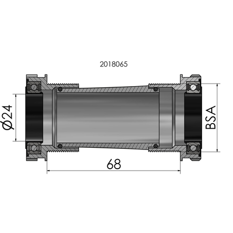Trapas Elvedes Hollowtech Shimano Race 24Mm Zwart