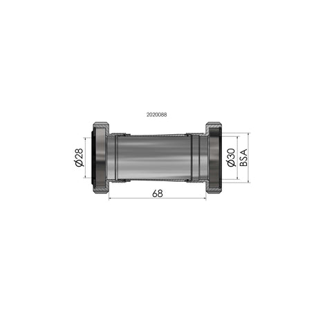 Trapas Elvedes Thread fit BSA voor Praxis road MTB 68-73 mm