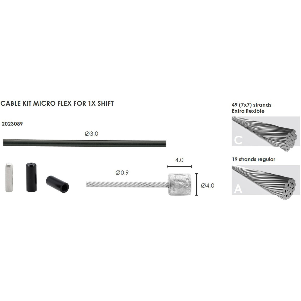 Kit de câble Elvedes Schakel Micro Flex Ø3.2 mm 2400 mm 2500 mm