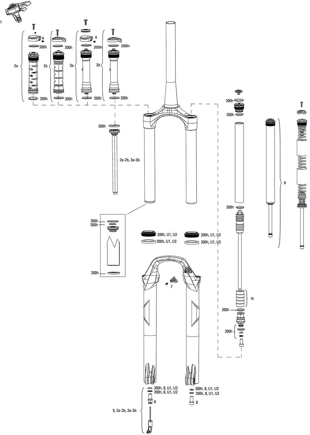 Rockshox verende voorvork recon silver rl rs spring recon p. 29 130 sa sb 51 off black