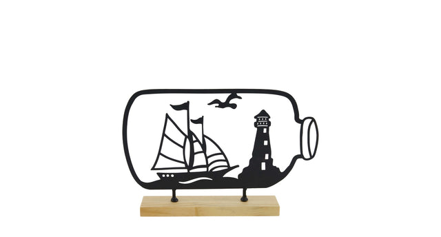 Statue pine wood 28x4.5x18cm fsc 100% natural black