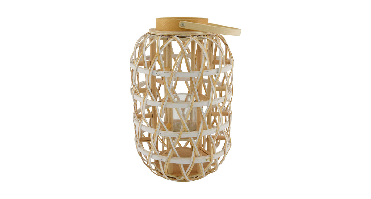 Lantern poplar chip wood with glass 24x24x38cm fsc 100% natural