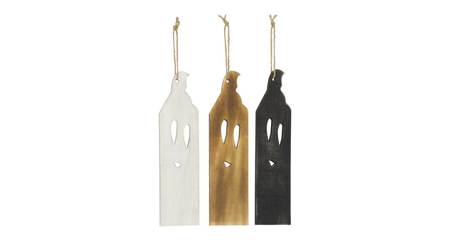 Sign ghost poplar wood with hanger 38x0.65x10cm 3 mixed fsc 100%