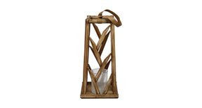 Lantern poplar wood with glass 28x28x58cm fsc 100% natural