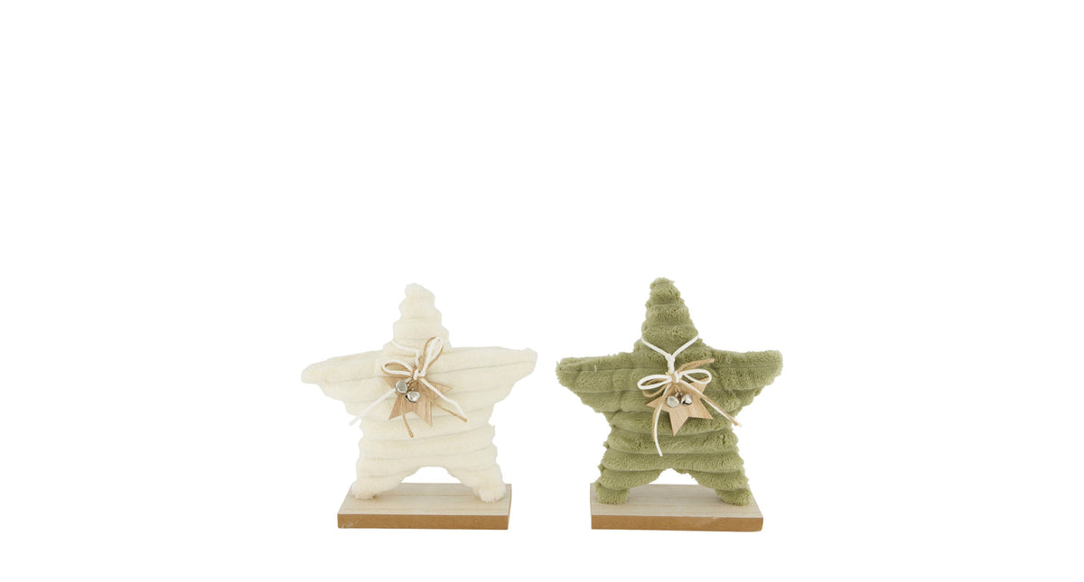 Statue star plywood with fabric 17x6x18.5cm fsc 100% 2 mixed