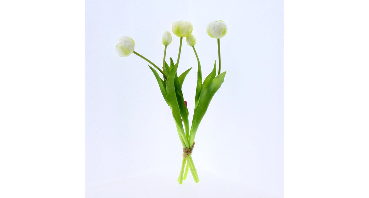 Real touch tulip 'peony' bundle x5 l43cm white