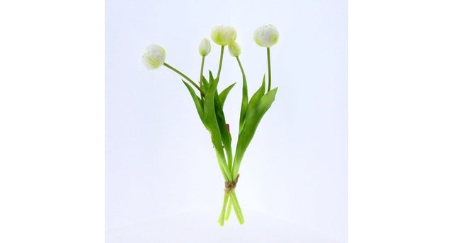Real touch tulip 'peony' bundle x5 l43cm white