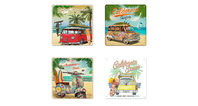 Wall hanger tin 20x20cm beach mix 4