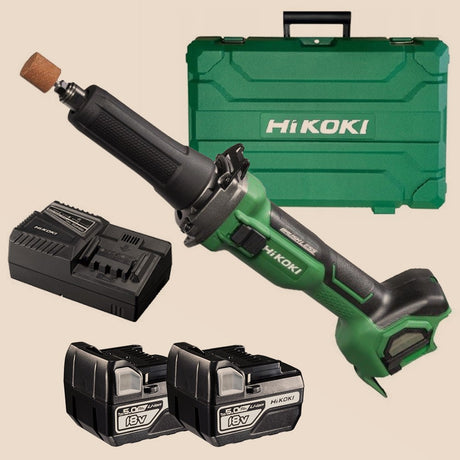 Hikoki eenvoudige slijpmachine 18v gp18db wgz 2x5,0ah bl omzetregulering wł. een horlogekast