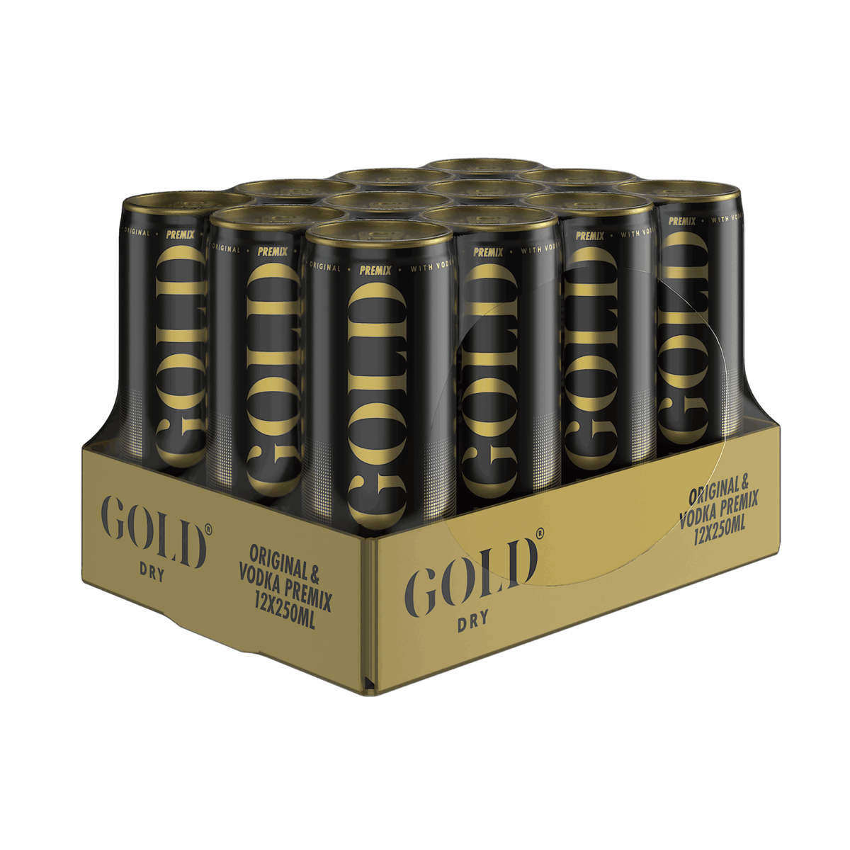 Gold dry original vodka blik (12x 250ml)