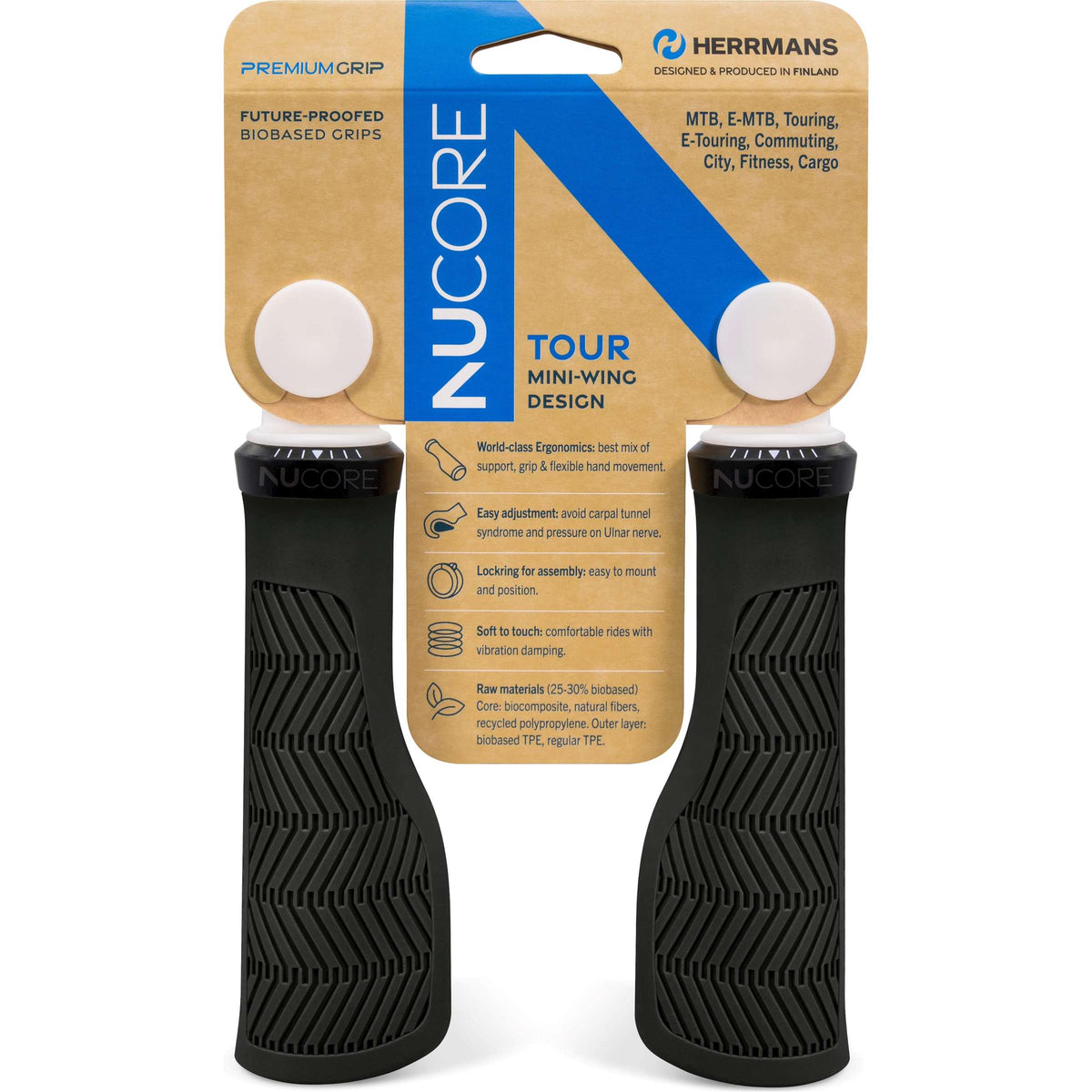 Herrmans handvatten nucore grip tour wave 130mm zwart