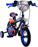 Volare hot wheels kinderfiets - jongens - 12 inch - zwart oranje blauw - twee handremmen