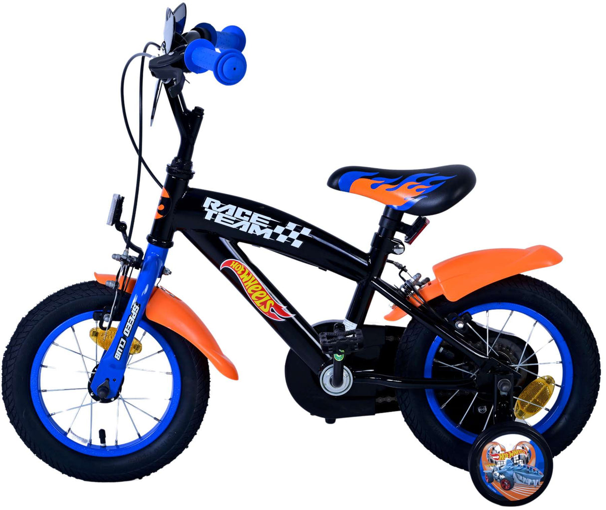 Hot Wheels Children's Bike Boys 12 Inch Black Orange Blue Two Hand brakes