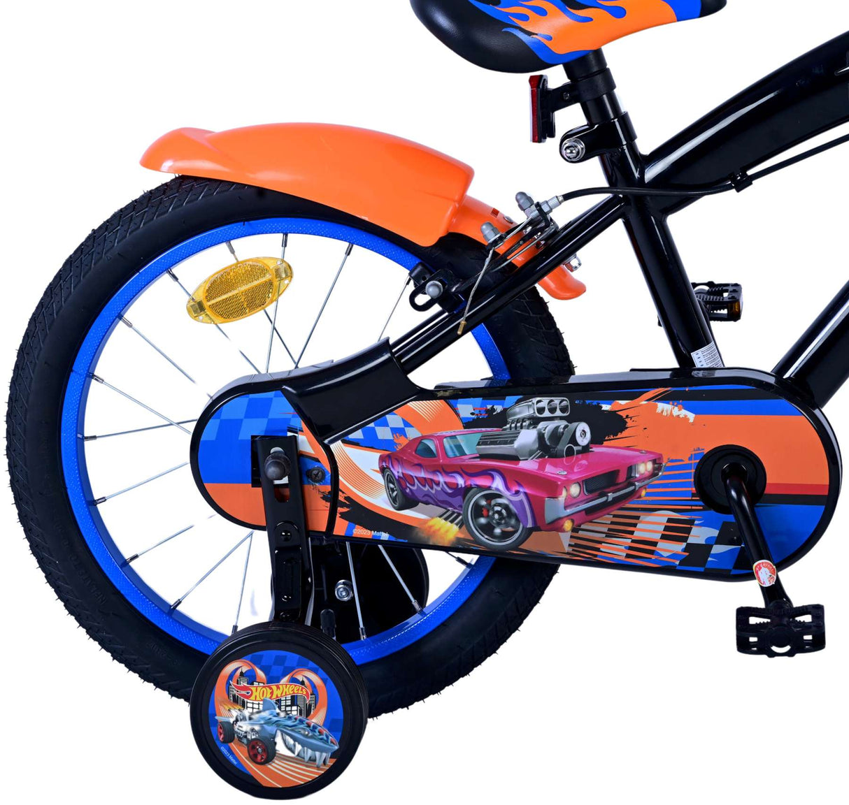 Heta Wheels Children's Bike Boys 16 tum Black Orange Blue Two Hand Brakes