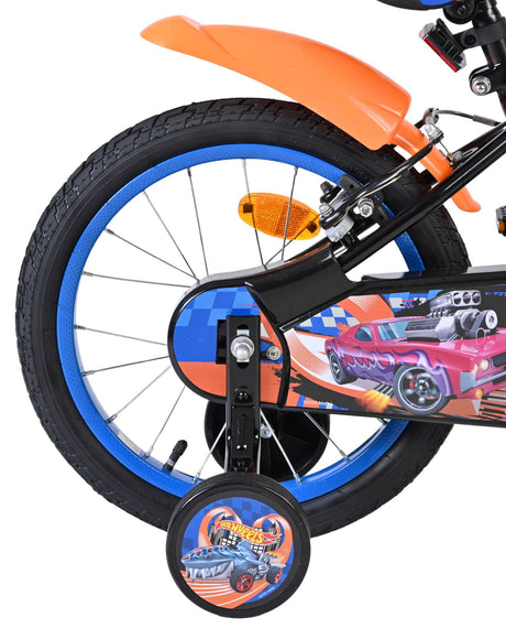 Heiße räder hot wheels kinderfiets - jongens - 16 inch - zwart oranje blauw - twee handremmen