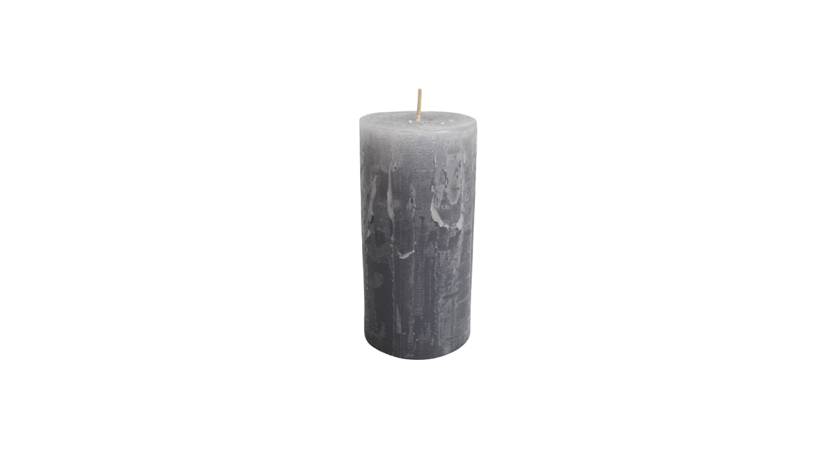 Kaars rustiek 140 70mm silbergrau