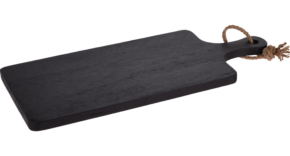 Snijplank rubberwood zwart met handvat 50x15x2cm