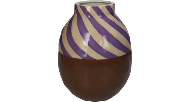 Vase stripe dolomite multi 16x16x20.5cm