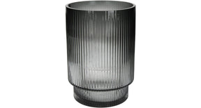 Vase stripe glass grey 16x16x22cm