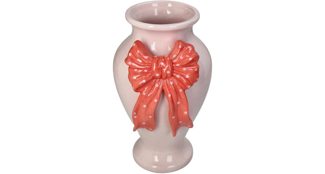 Vase bow dolomite pink 16.3x15x25.3cm