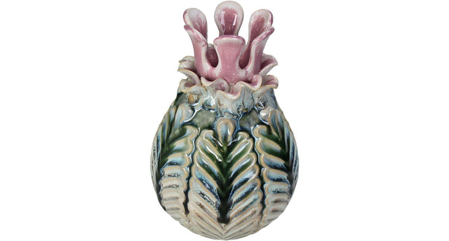 Vase stoneware multi 15x15x21.5cm