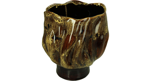 Vase stoneware brown 21x21x24cm