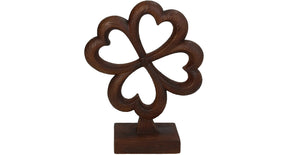 Ornament four-leaf clover polyresin brown 12x5x15cm