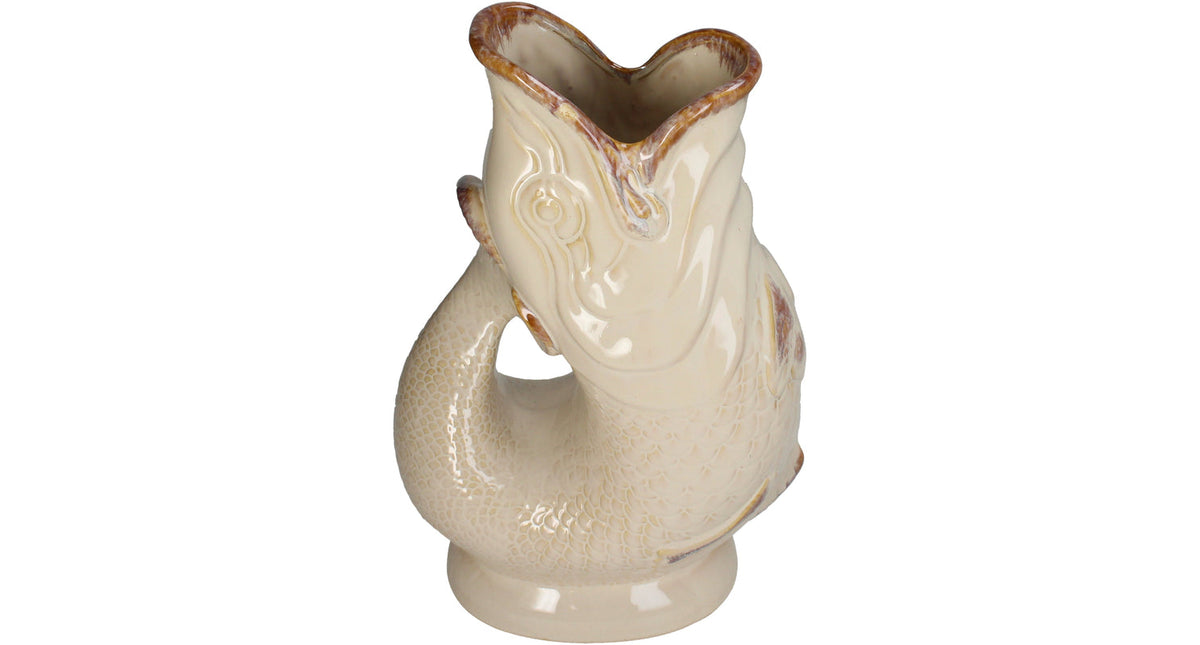 Vase fish stoneware ivory 26x15x40cm