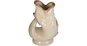 Vase fish stoneware ivory 26x15x40cm