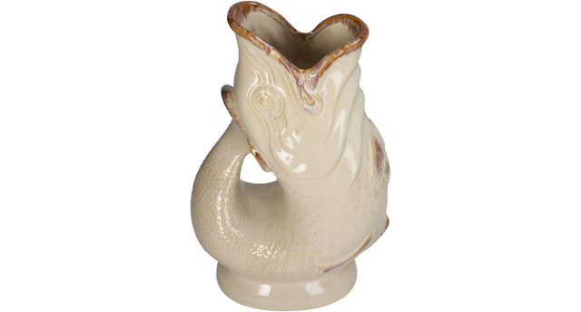 Vase fish stoneware ivory 26x15x40cm
