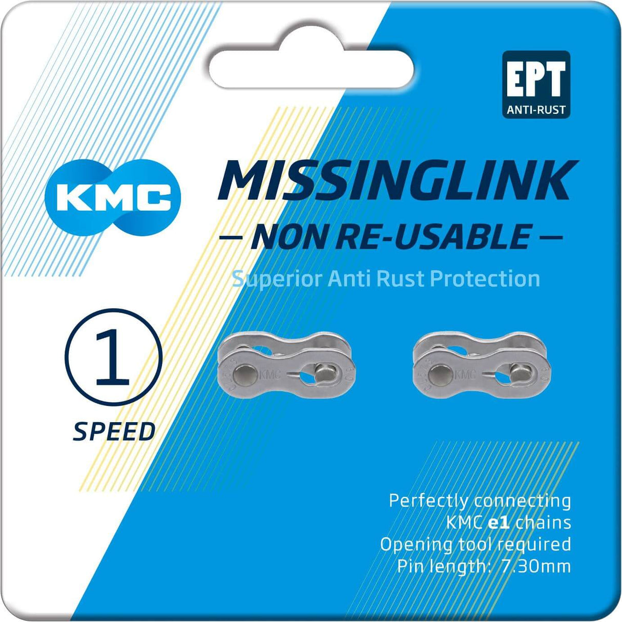 KMC Missinglink E1 E8 EPT, 3 32, 2 pieces, silver colored