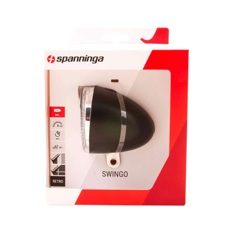 Spanninga swingo koplamp zwart batt. kaart